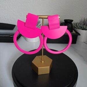 Bold Pink Geometric Earrings